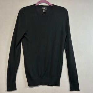 H&M Womens Merino Wool Blend Sweater Black Crew Neck Pullover‎ Long Sleeve XS